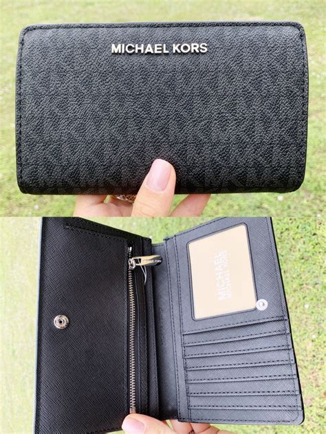 michael kors black signature wallet|michael kors wallet with strap.